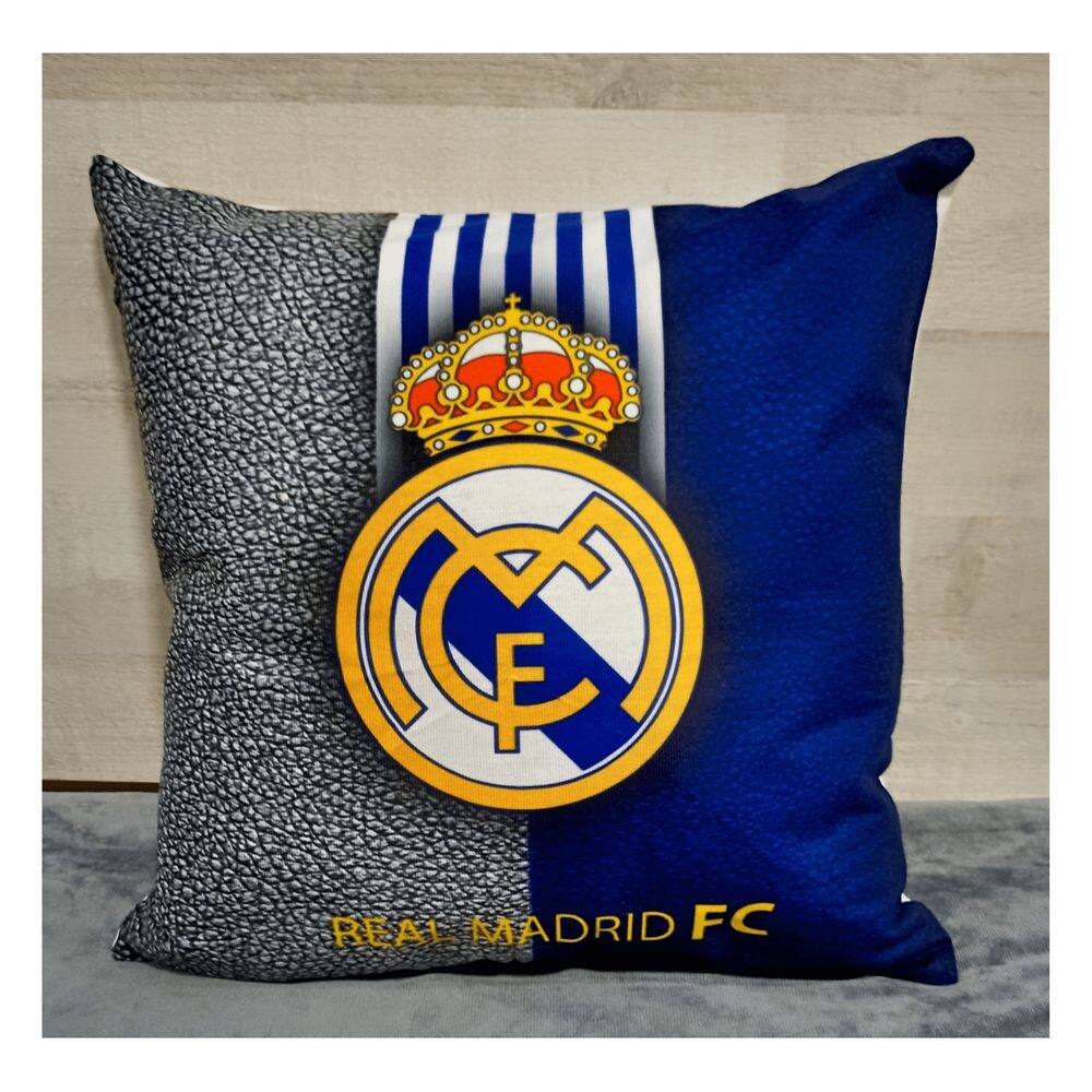 Almofada de pelúcia com crachá Real Madrid 45x45 cm com recheio