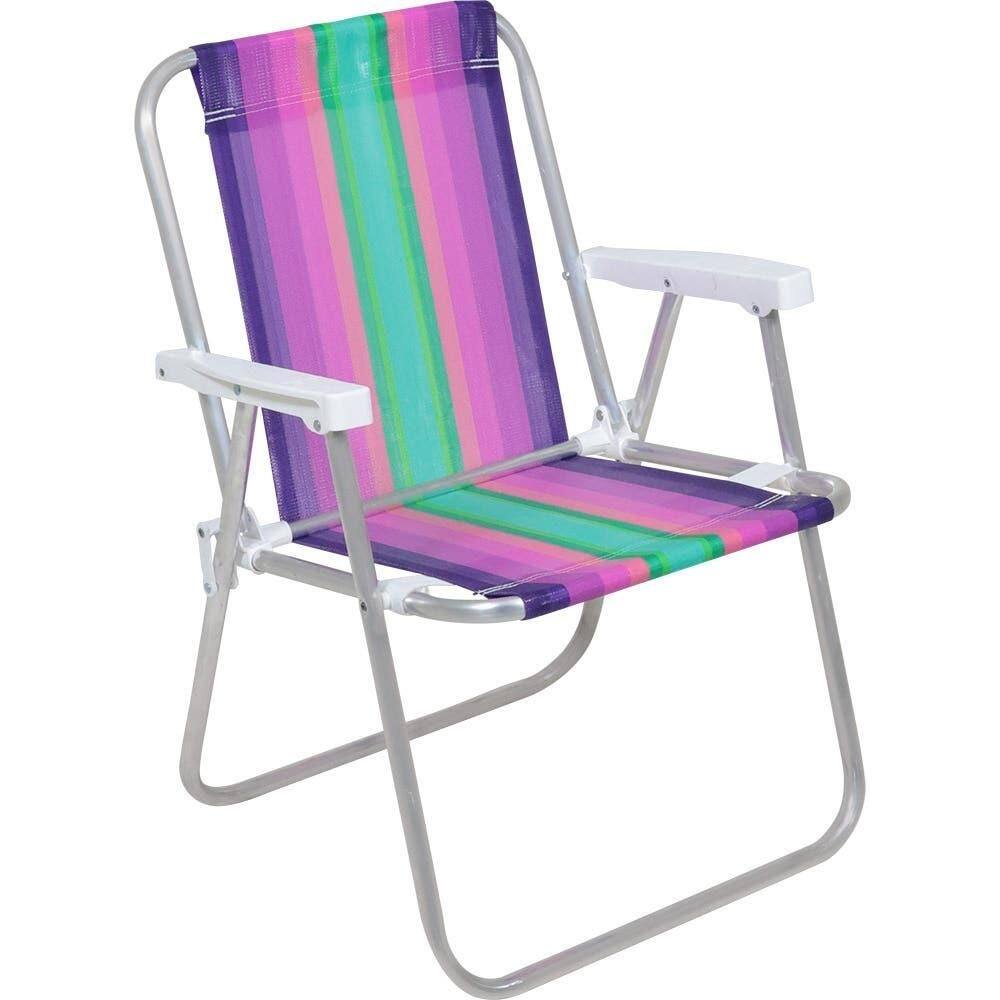 Cadeira de Praia e Piscina Alta 25575 Roxo e Verde Alumínio BEL