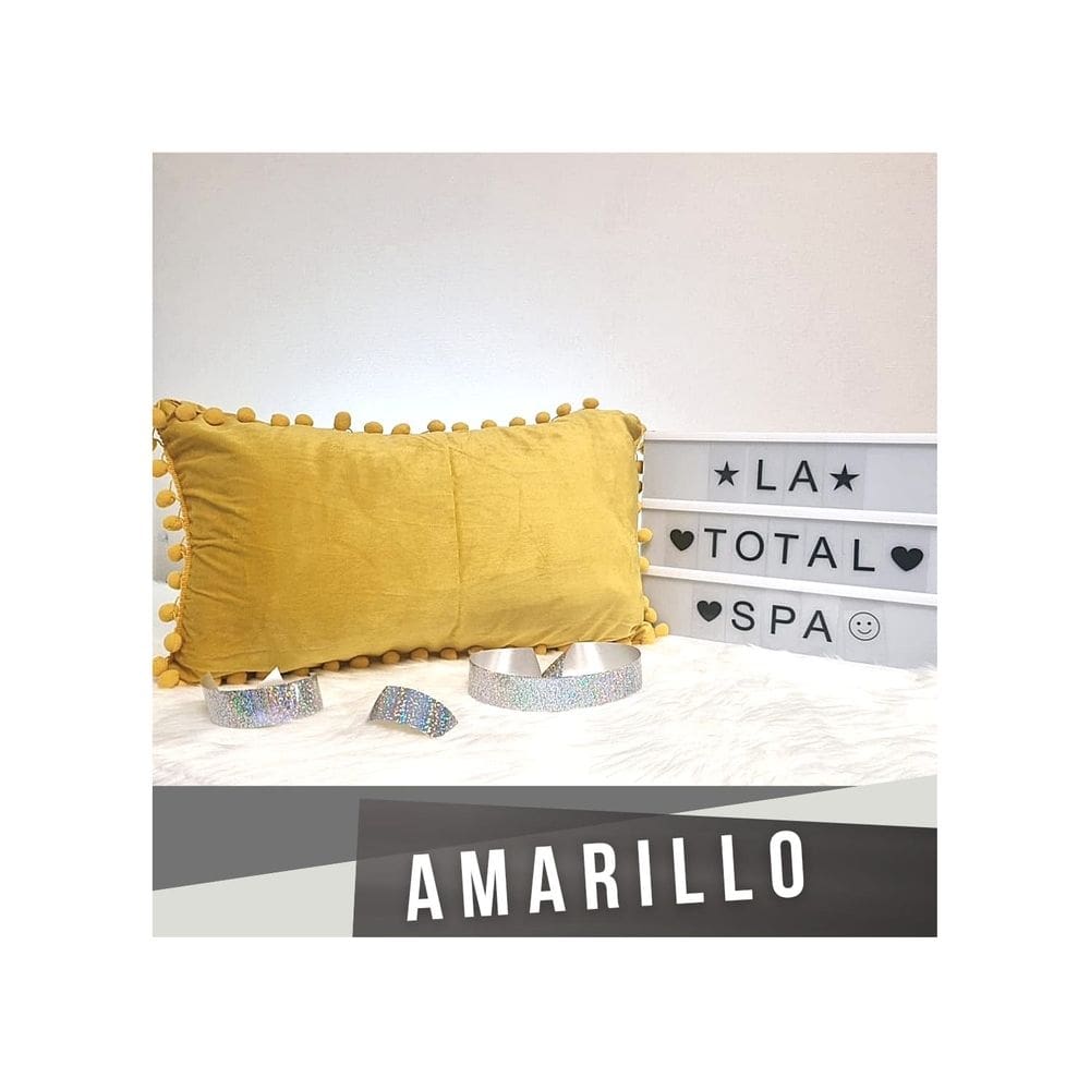 Capa de almofada com pompom amarelo 30x50 cm em poliéster