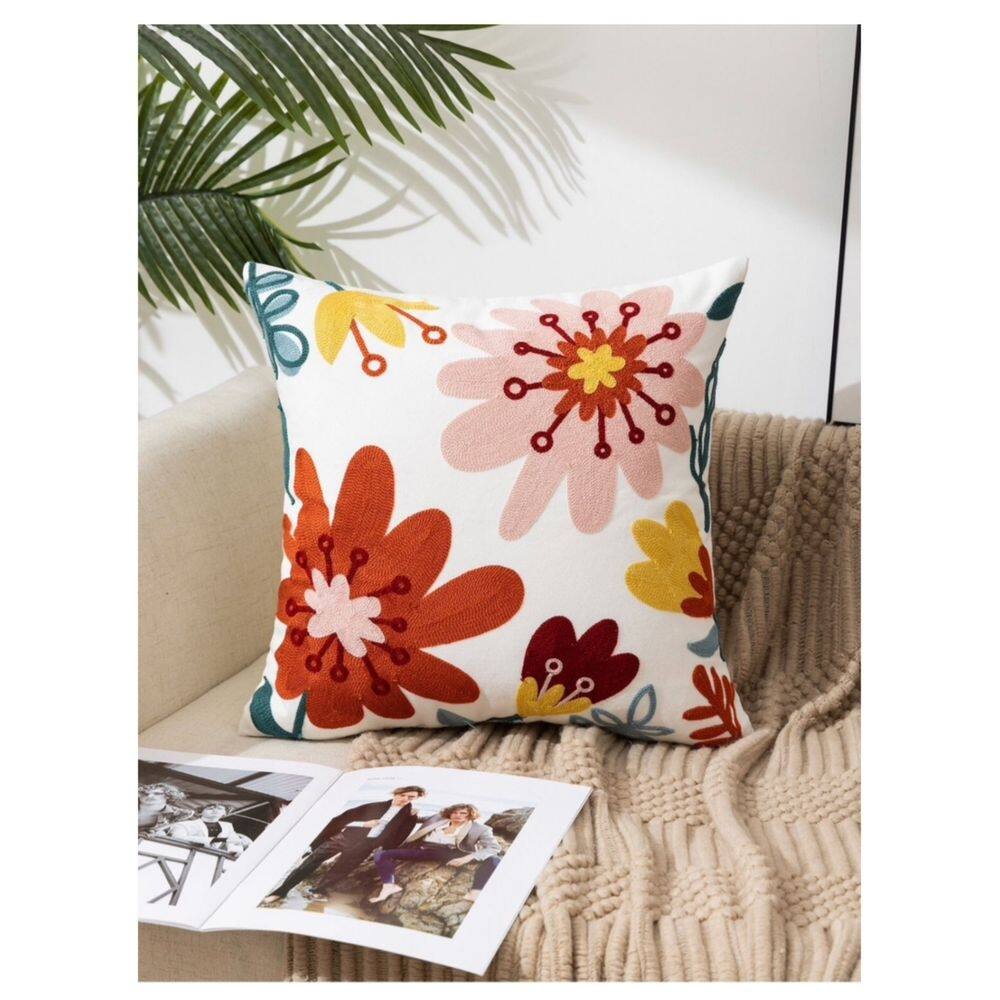 Capa de almofada decorativa bordada 45x45cm