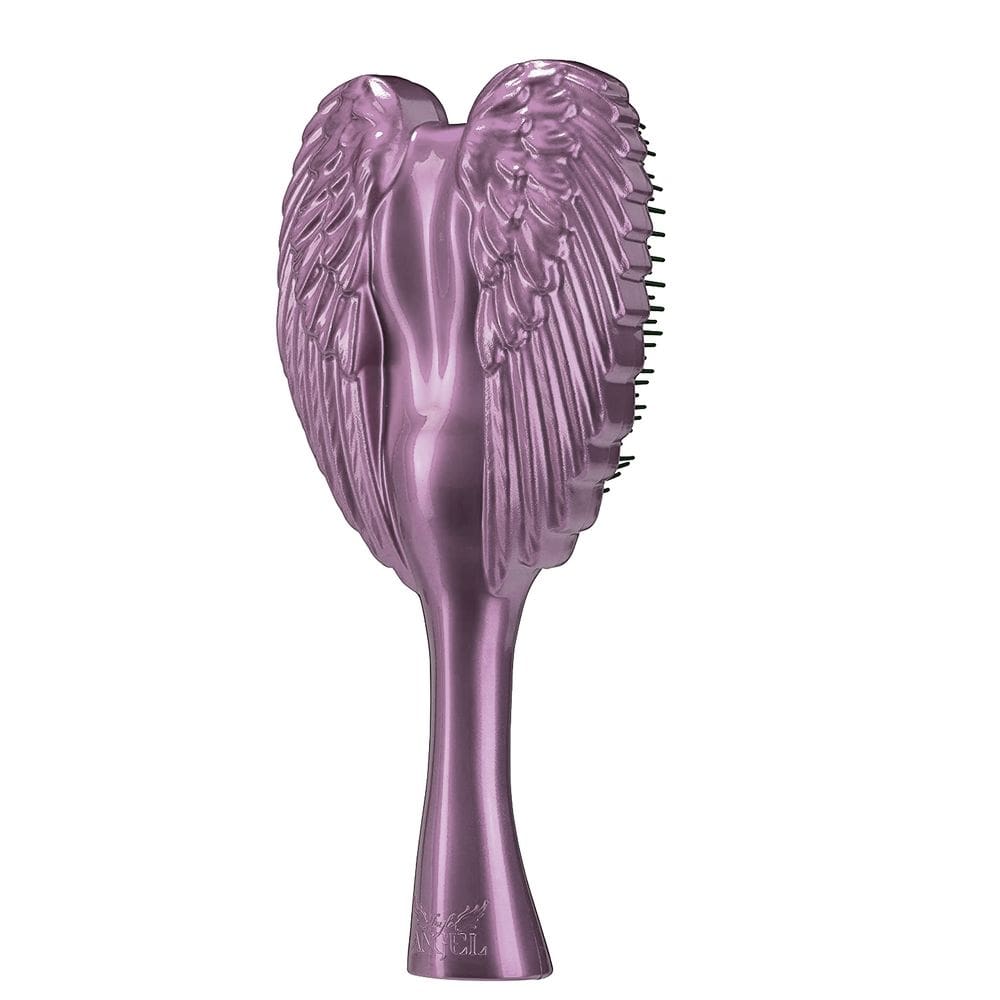 Pincel de modelagem metálico roxo com design de asas de anjo