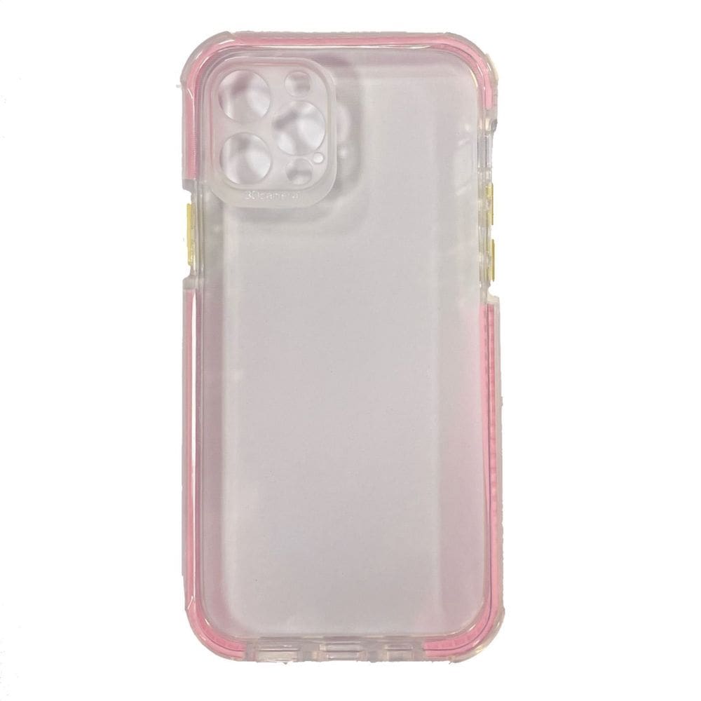 Capa de telefone genérica transparente reforçada com borda rosa reforçada com TPU