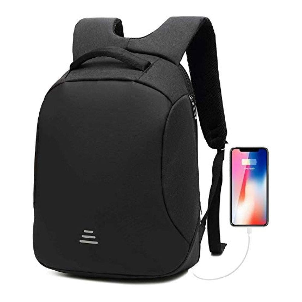 Mochila preta genérica para caderno anti-roubo à prova d`água