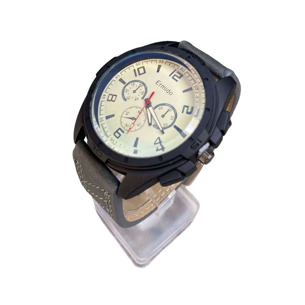 Relógio de pulso esportivo casual de quartzo para homens com pulseira de couro