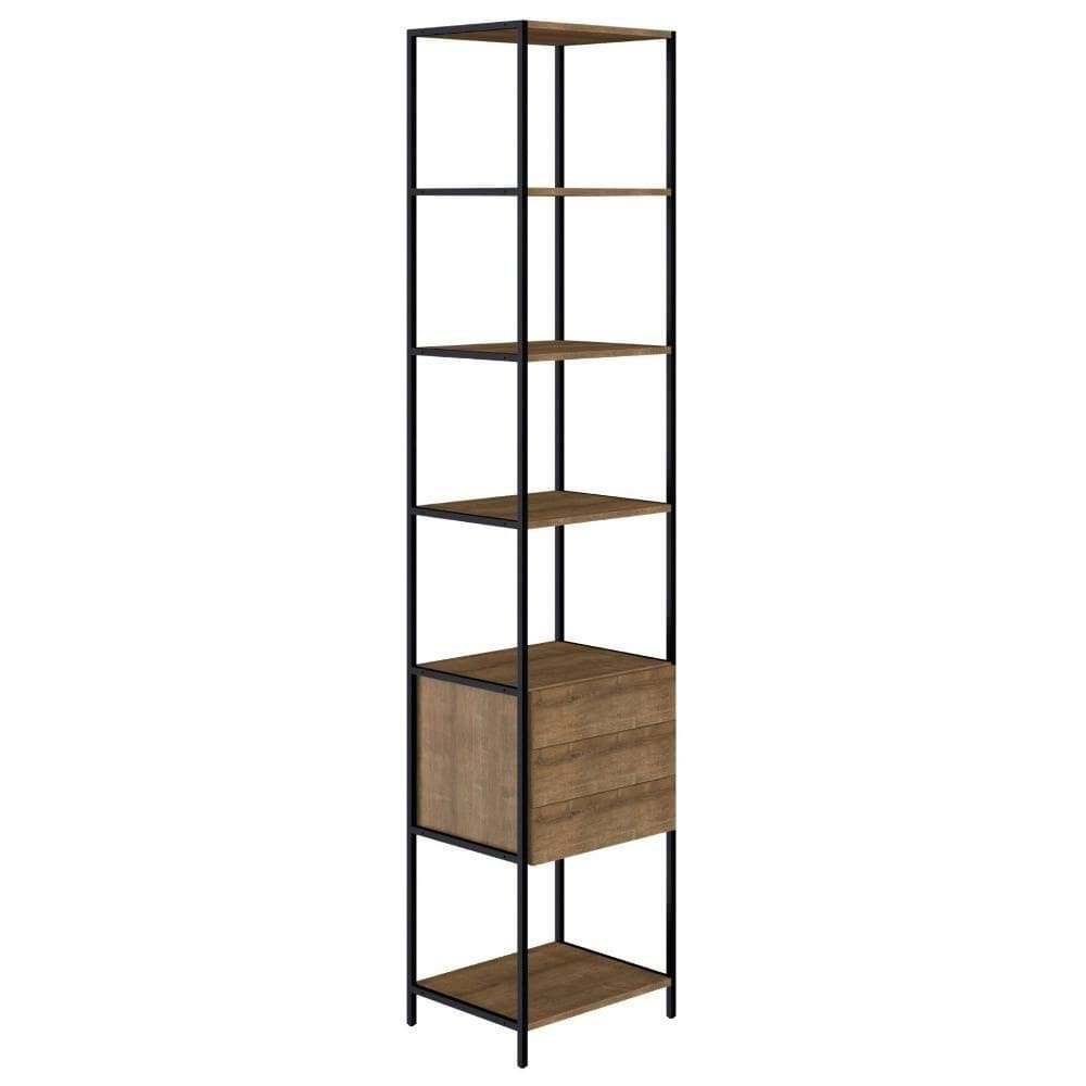 Estante Industrial Steel Quadra Artesano 45 Cm Em Mdp Vermont Dark 3 Gavetas Estrutura Em Aço Preto