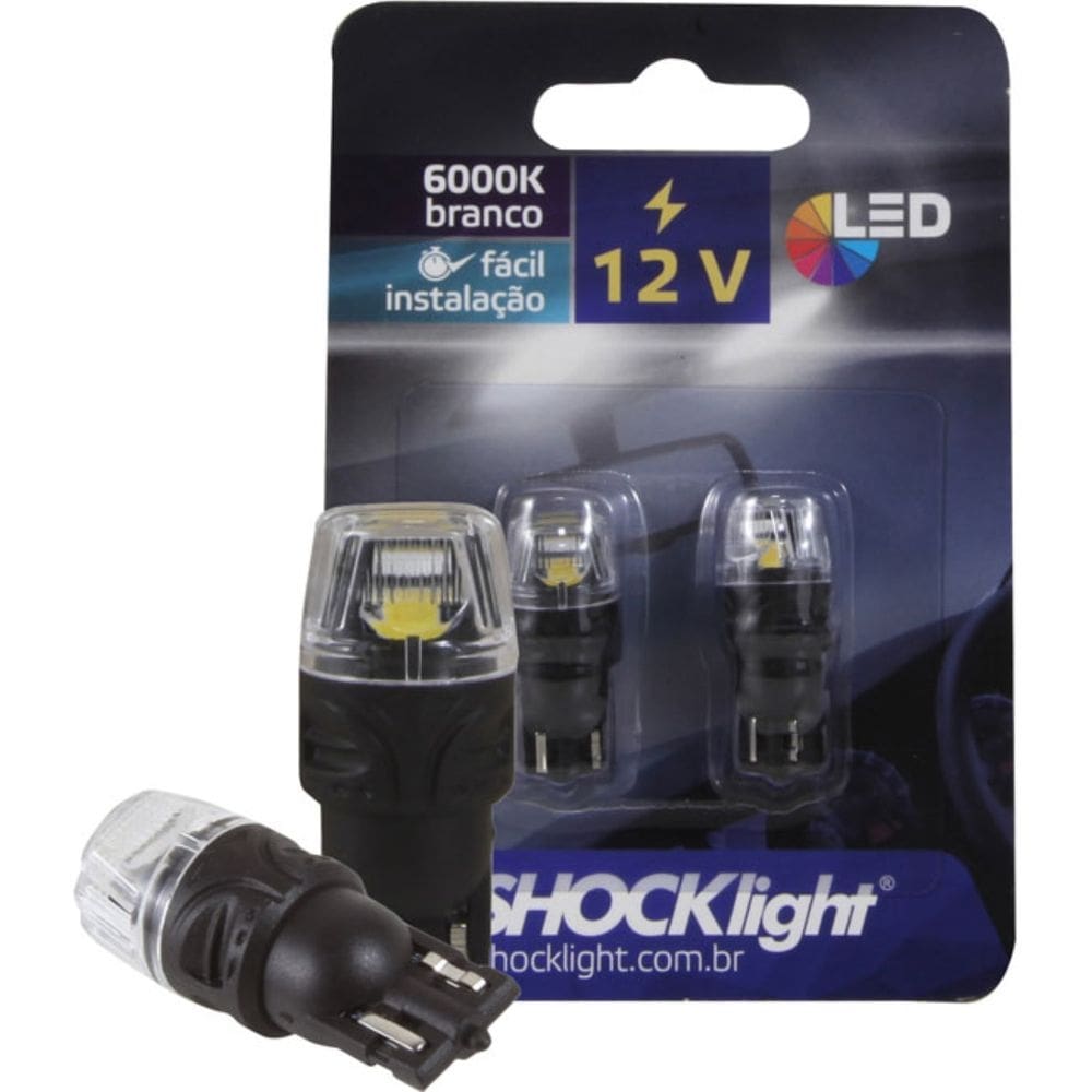 Par Lâmpada Led T10 Pingão Shocklight - SLL-121210-BC