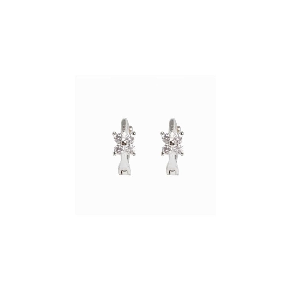 Brincos Mini Hoops em prata 925 com flor de zircão