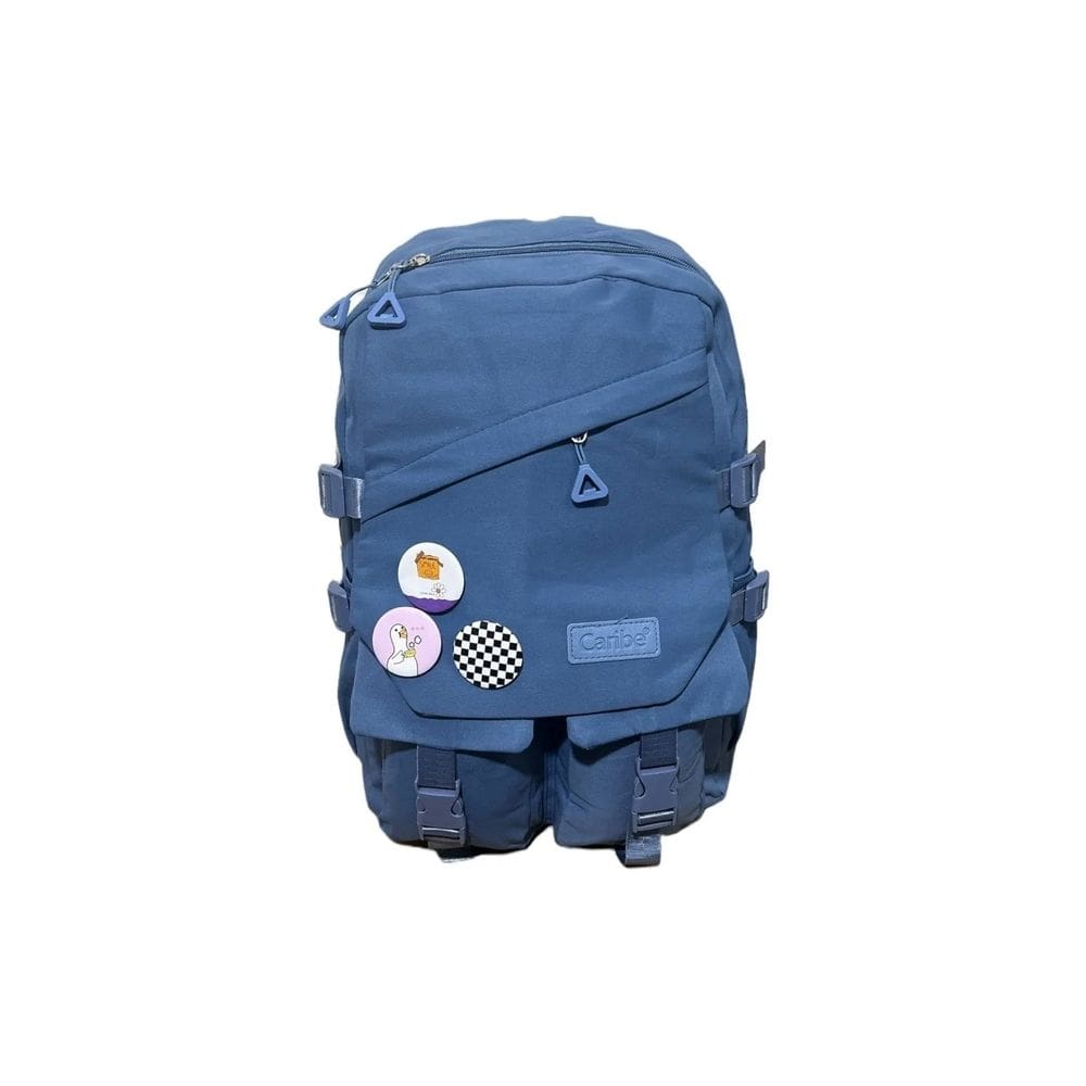 Mochila escolar impermeável de grande capacidade azul para jovens