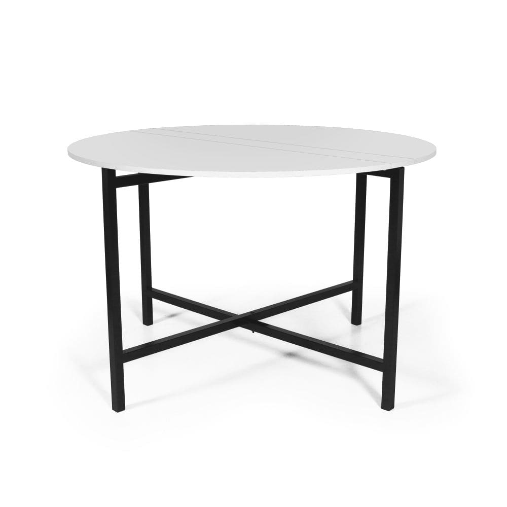 Mesa de Jantar 4 Lugares Redonda Dobrável Prática Branca - Straub Web