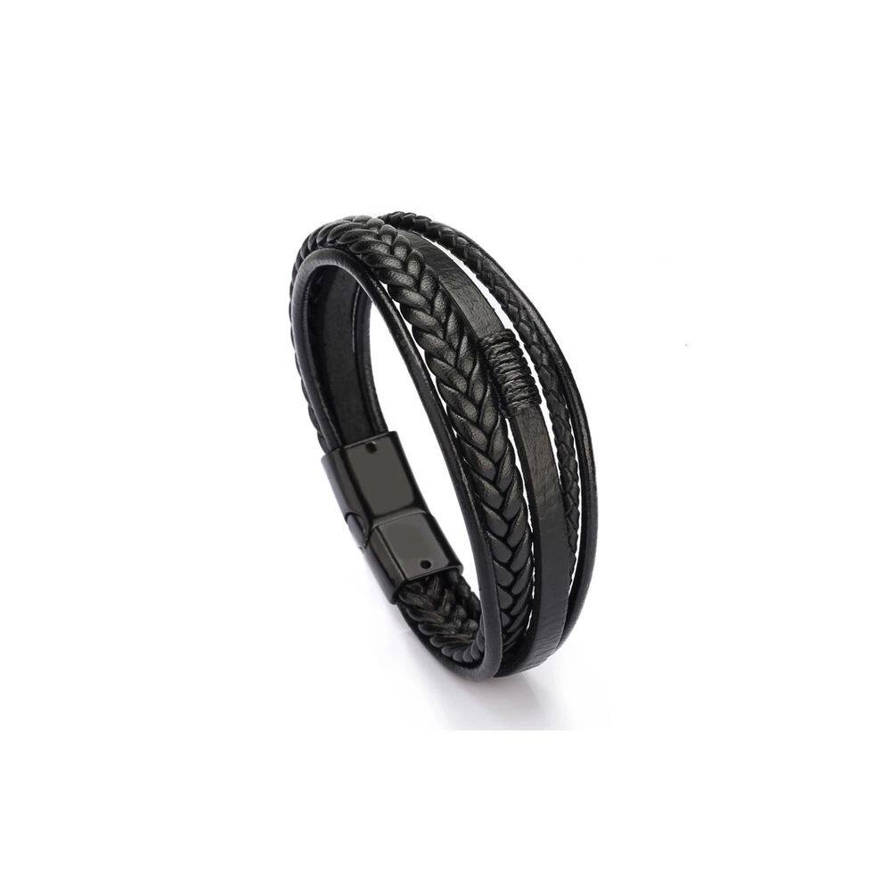 Pulseira de couro ecológico com fecho magnético moderno e elegante preto