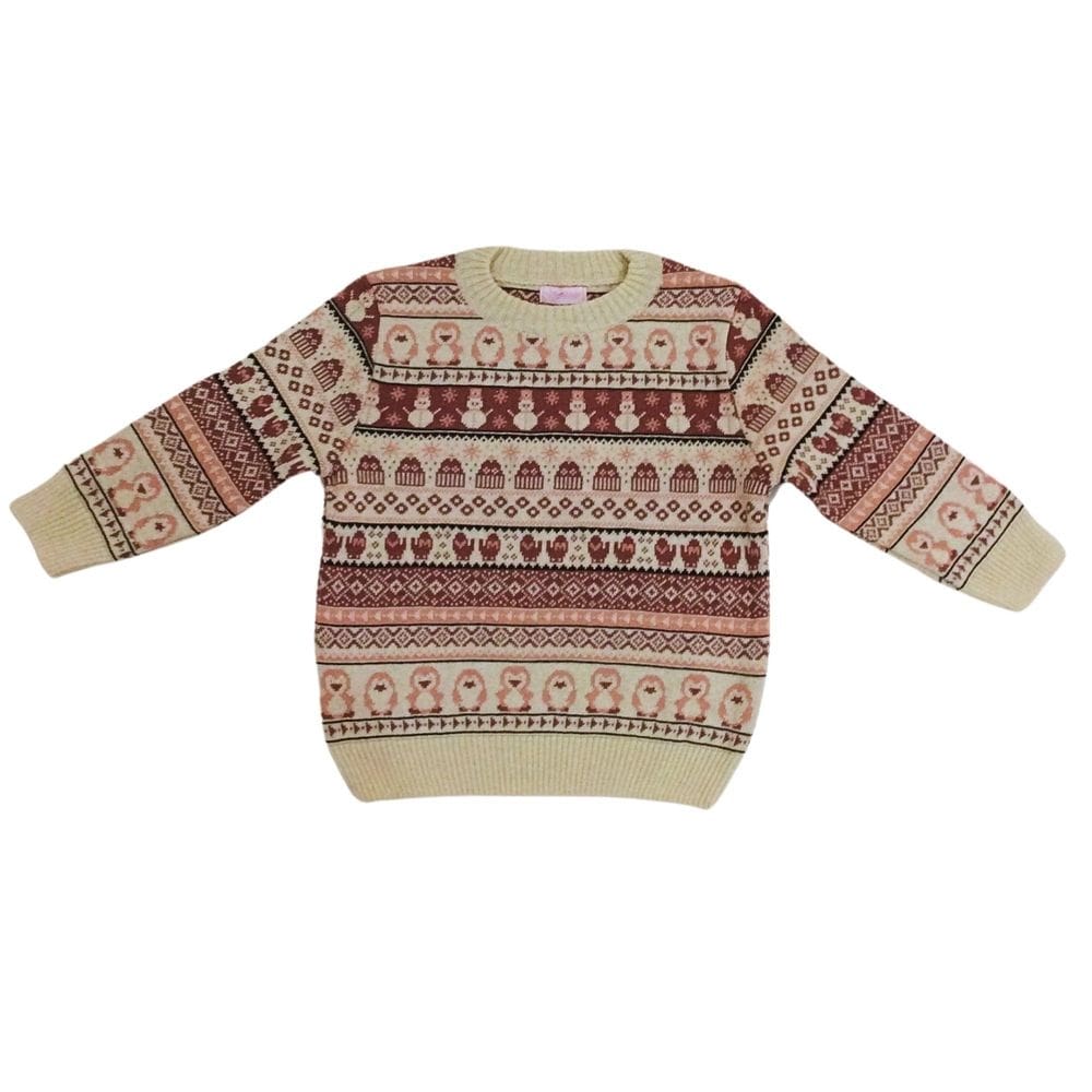 Blusa lã infantil fem Vira Mexe cru rose