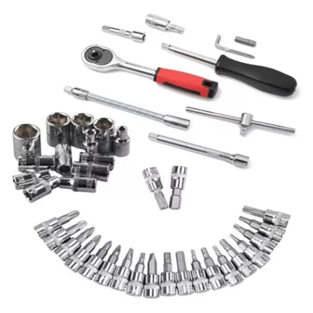 Jogo ferramentas chaves catraca reversível soquetes 46 peças