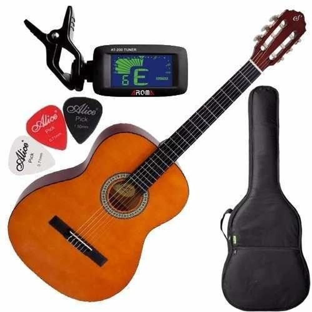 Violão giannini n14 nylon natural afinador capa
