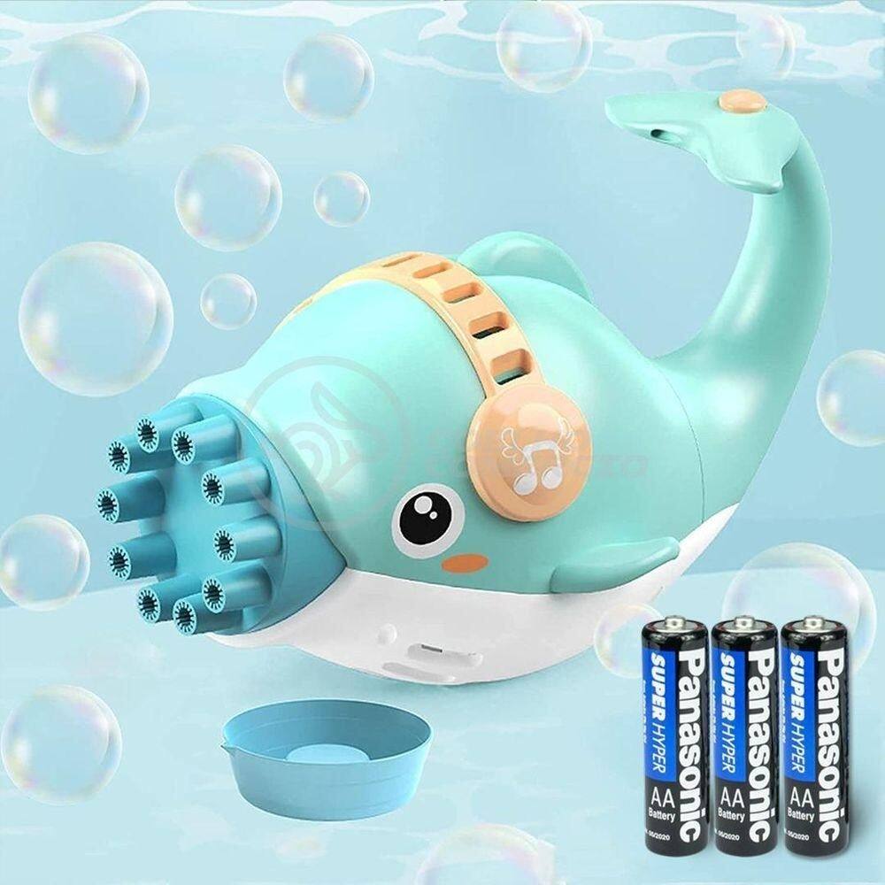 Kit 1 Golfinho Bolha Sabão Criança Infantil+ 3 Pilha Azul 5