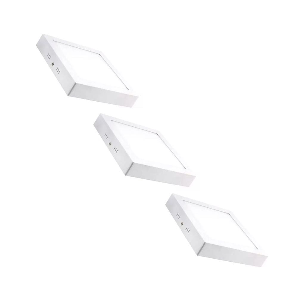 Pacote de holofotes LED para painel de teto, 3, montados em superfície quadrada