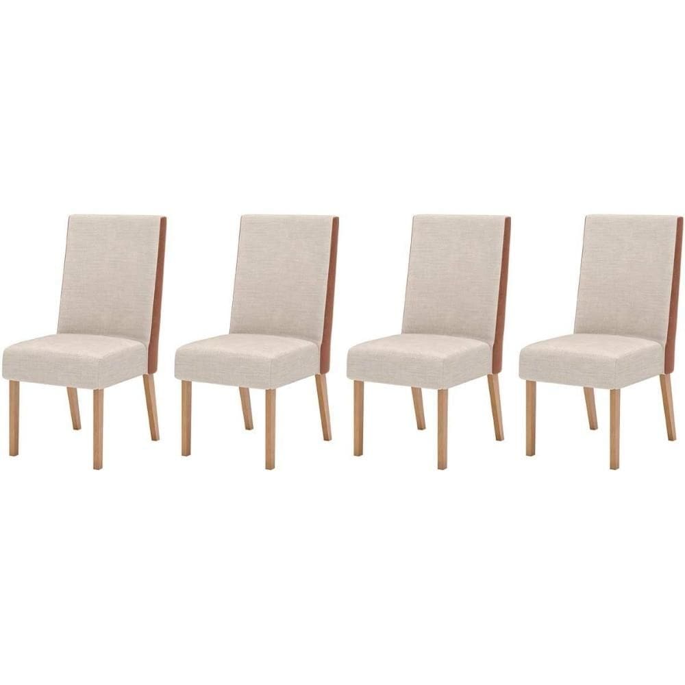 Cadeira Sala de Jantar Anne Kit 4 Un Nature/Courano/Linho - Henn