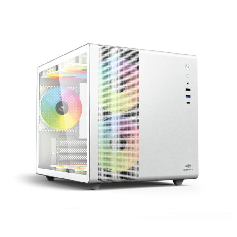 Gabinete Gamer C3Tech Aquarius Branco - Lateral em Vidro Temperado - USB 3.0 - Micro ATX - MT-G710WH
