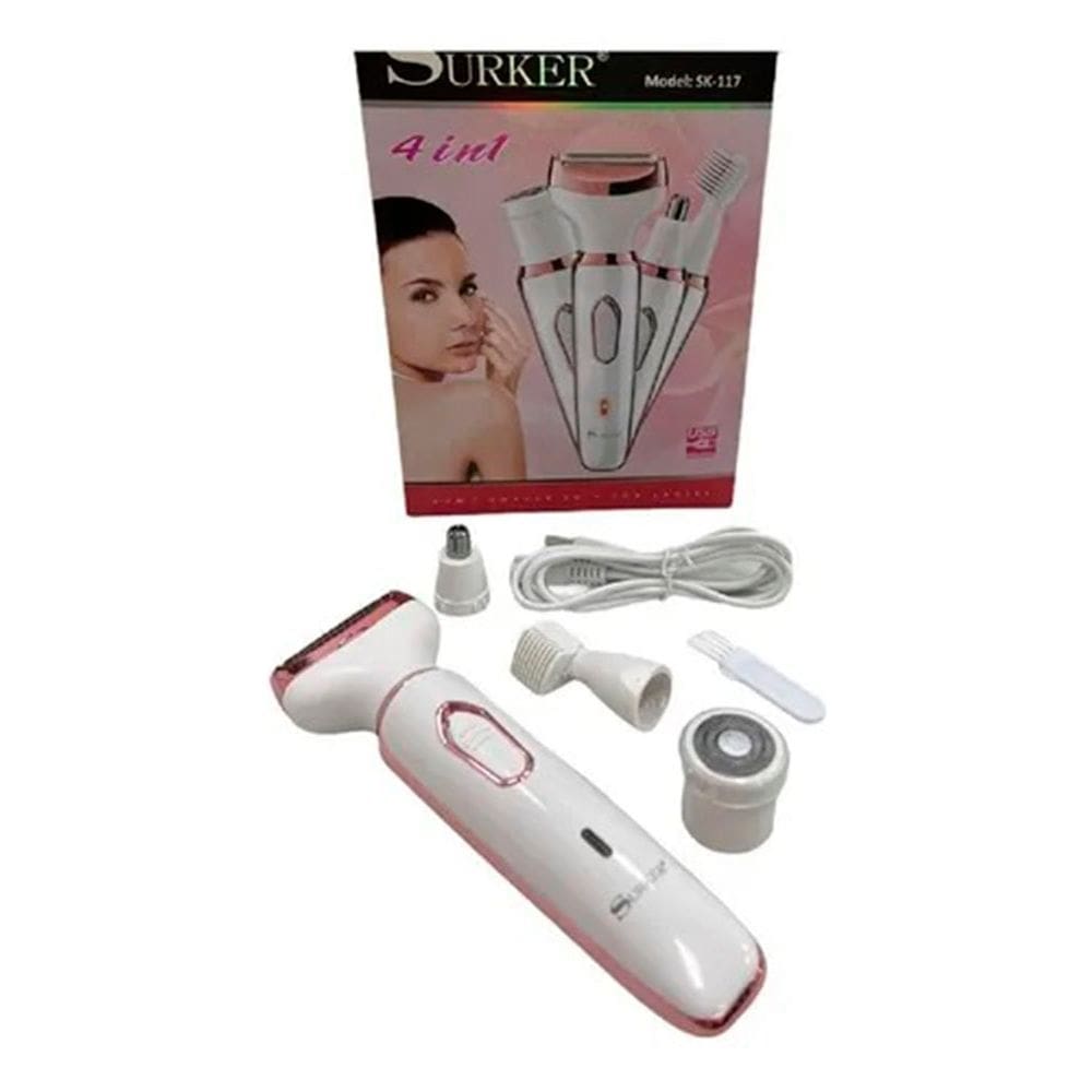 Máquina de barbear depiladora para mulheres, sobrancelhas, rosto, corpo, 4 cabeças