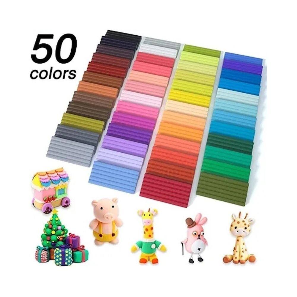 Conjunto de argila de polímero com 50 cores e acessórios