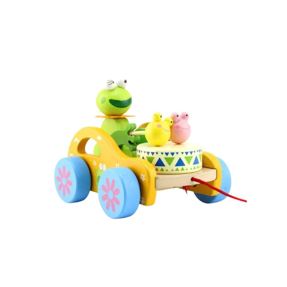 Brinquedo didático de madeira Self-Drag Little Frog Montessori
