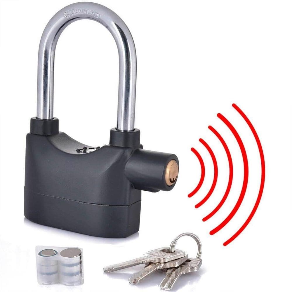 Cadeado com alarme sonoro moto/bike/mala/portão anti roubo