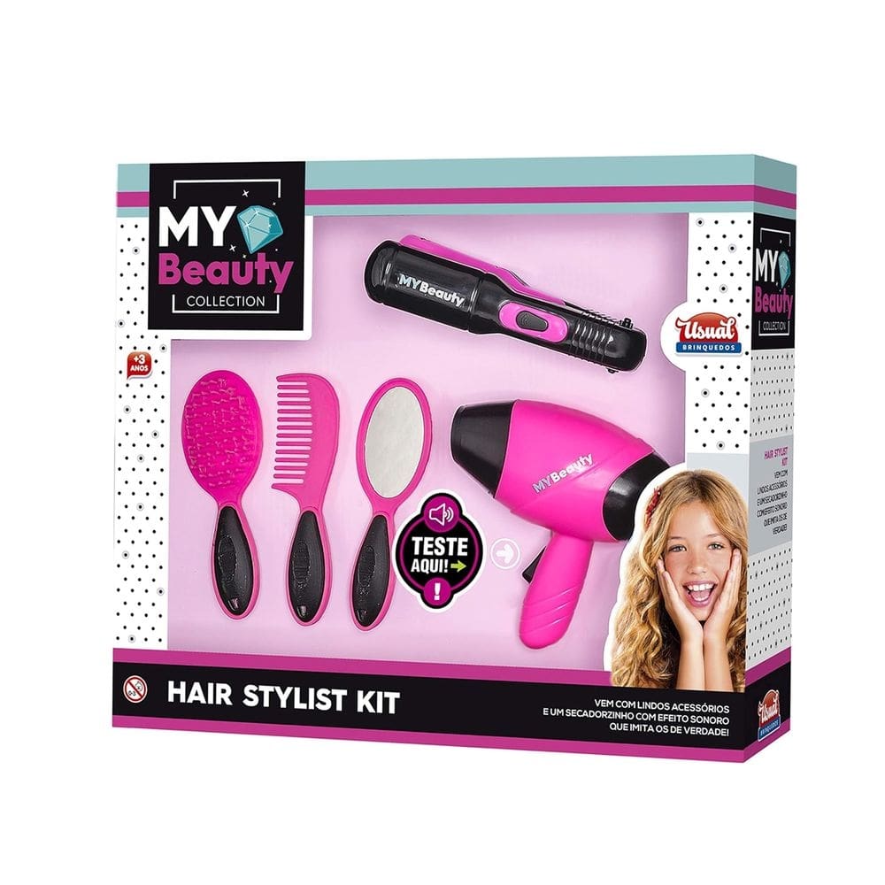 Kit Infantil Beleza My Beauty Hair Stylist Secador Usual Brinquedos