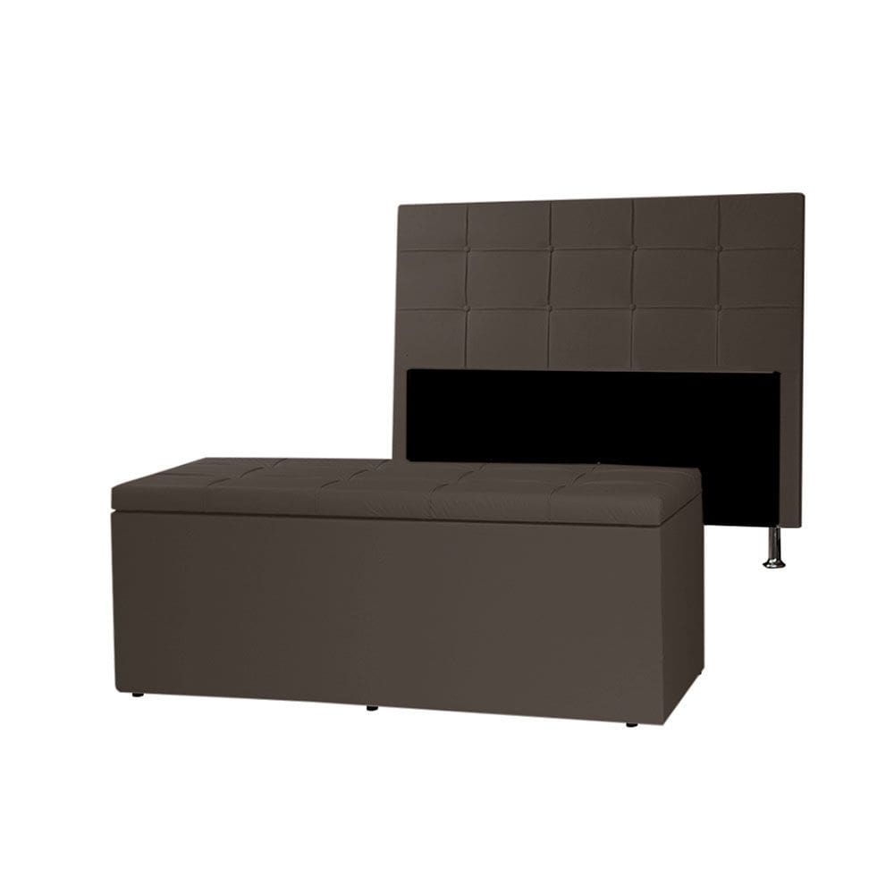 Kit Cabeceira e Calçadeira Baú Queen 1,60m Roma Corano - Pallazio