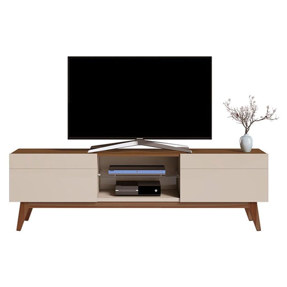 Rack Bancada Classic 2 Gavetas 1.8 Off White Freijó Touch - Imcal