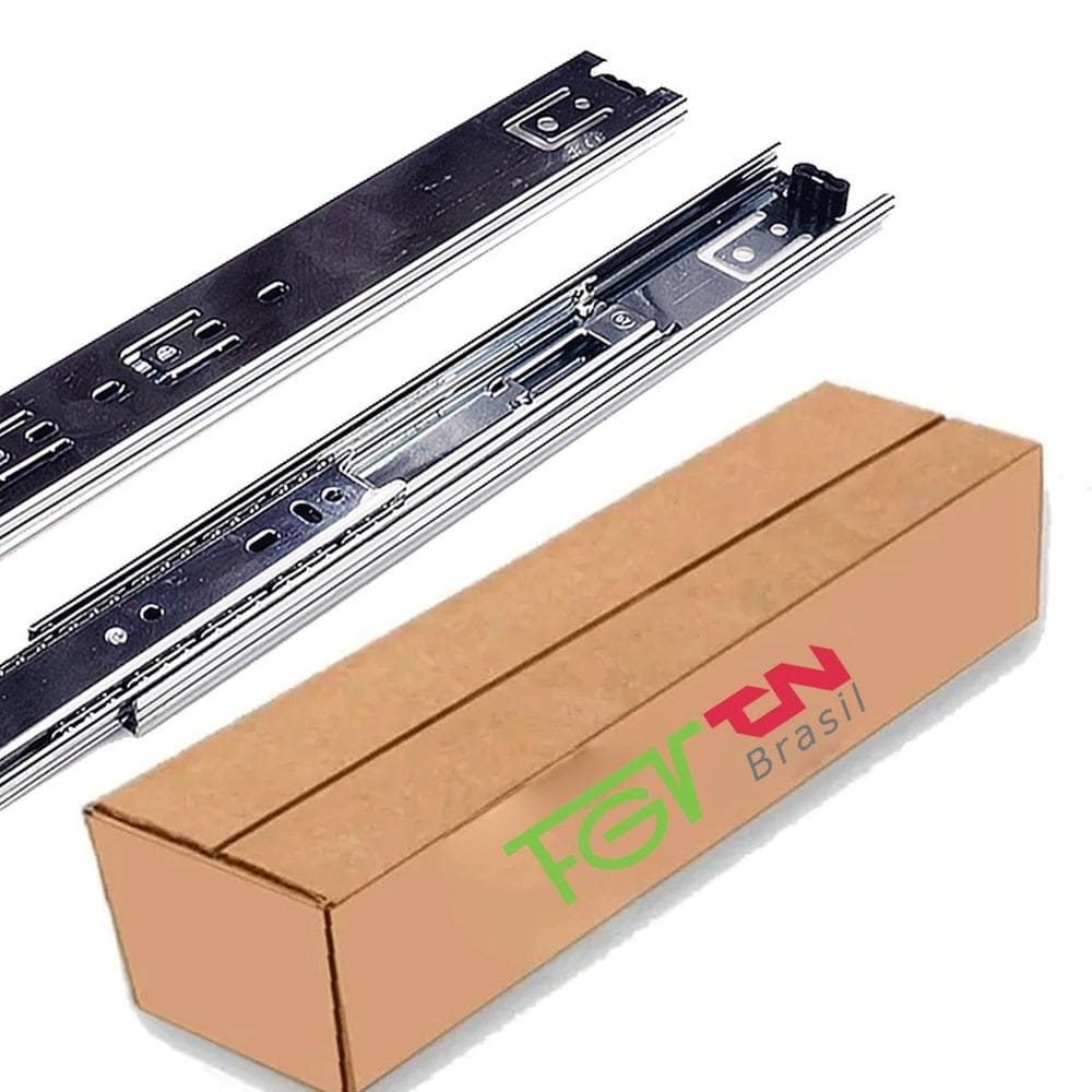Kit 10 corrediça telescópica zincada gaveta h45 40cm fgvtn
