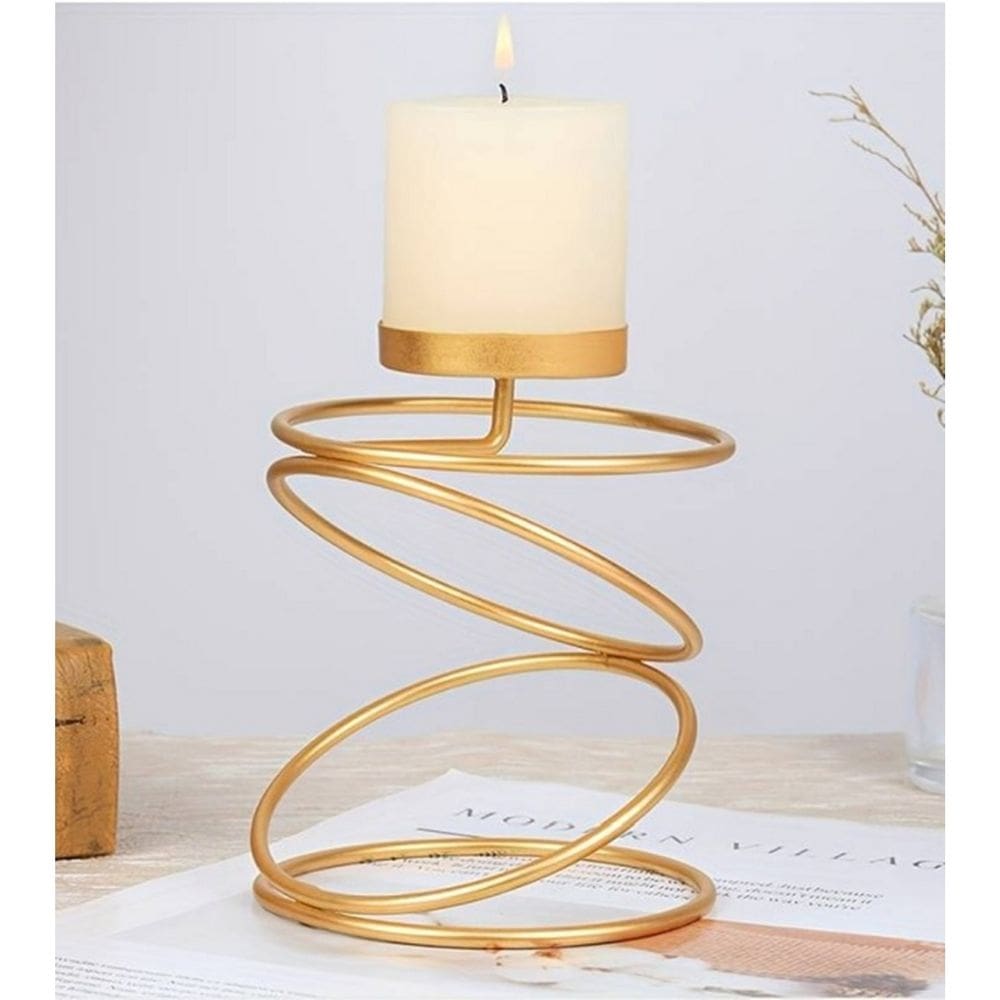 Candelabro CIRCULAR DOURADO para vela 12 x 9,5 cm de ferro