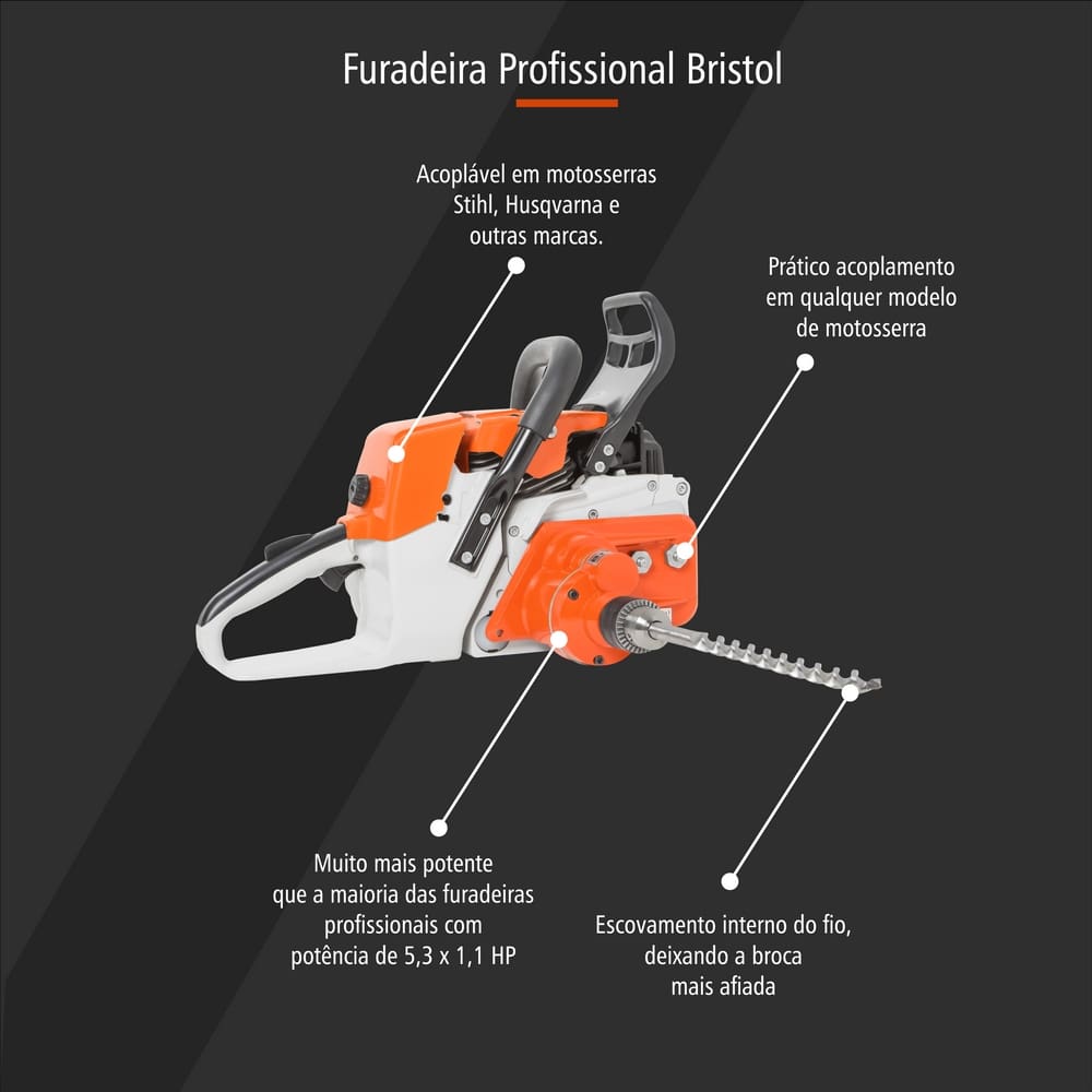 Furadeira Bristol Stihl 36-038-046-064-066-360-361-362-380-381-382-460-462-650-660-661