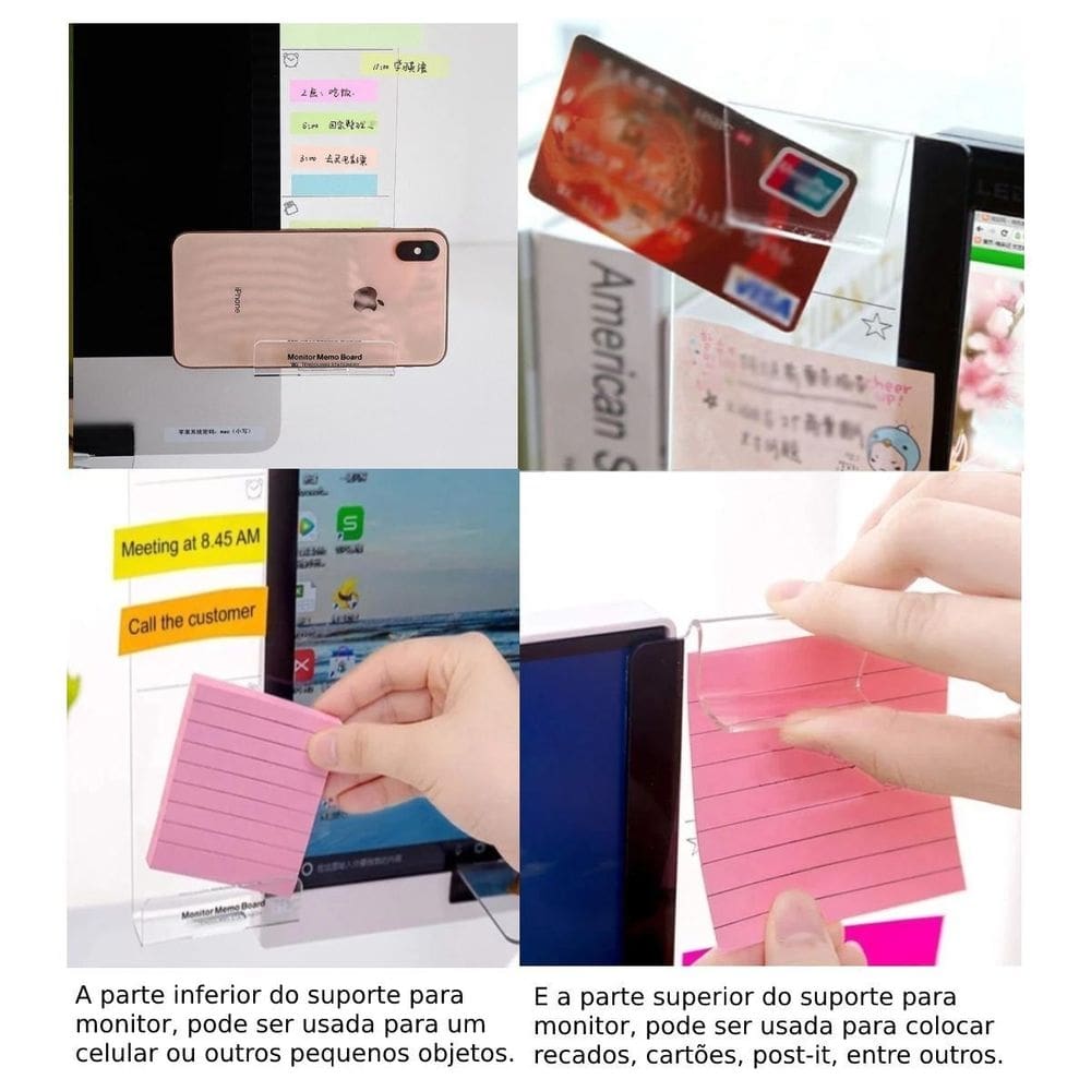 Suporte agenda mensagem acrílico para monitor tarefa de casa