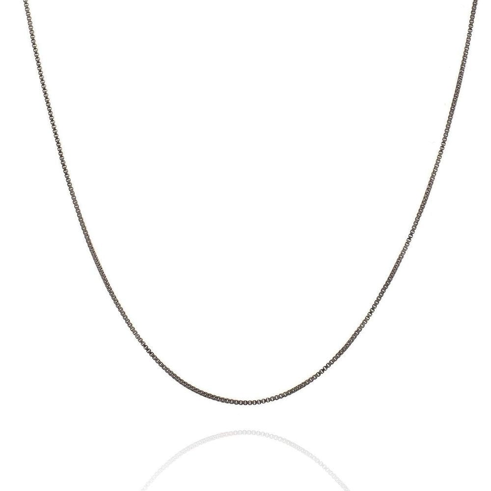Colar Feminino Corrente Veneziana Fina 45cm Banhado em Ródio Negro