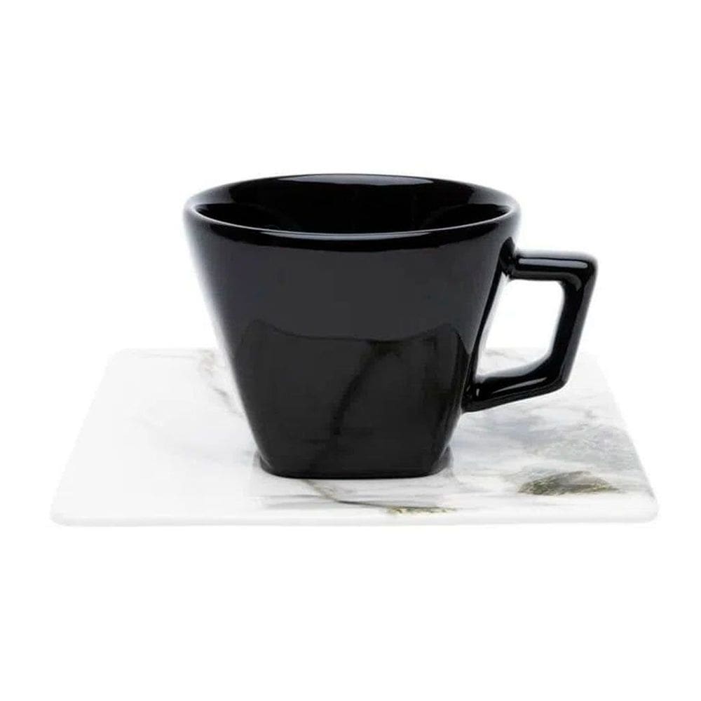 Kit 2 Xícaras Com Pires Quartier Golden Stone Oxford® Porcelana 200 ML