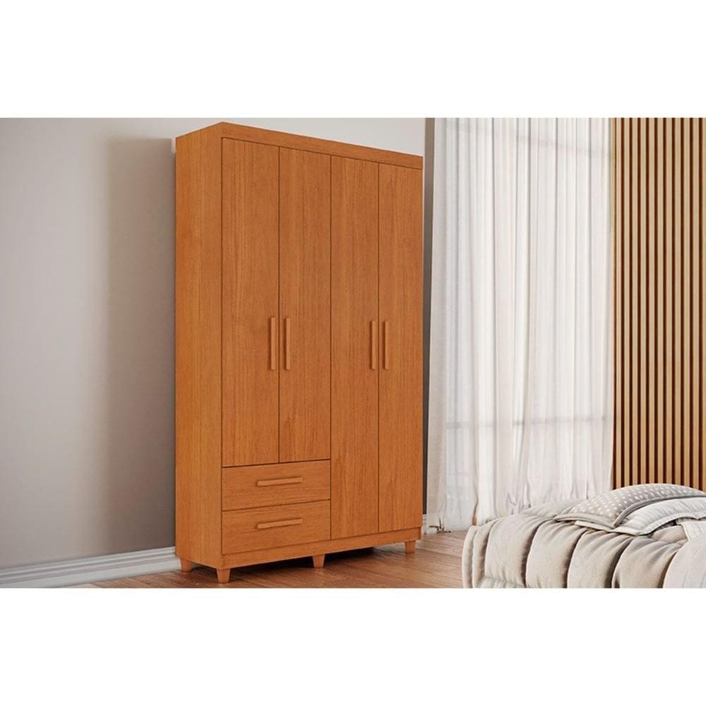 Guarda Roupa Solteiro 4 Portas e 2 Gavetas Canadá Plus Cinamomo - Conquista