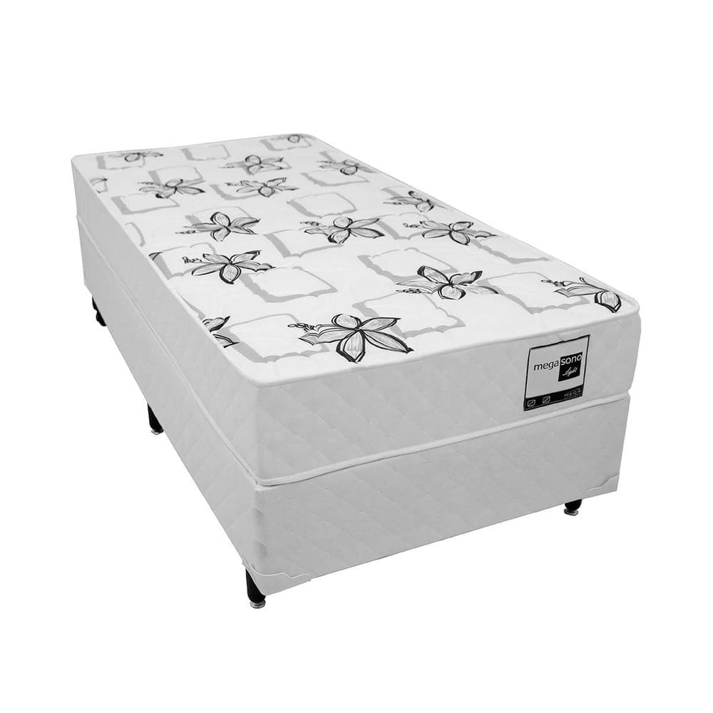 Cama Box com Colchão Solteiro Mega Light Branco - 088x188