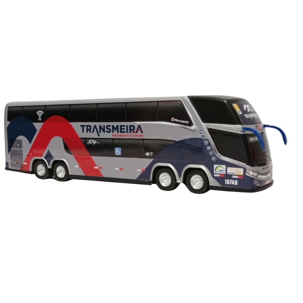 Brinquedo em miniatura ônibus transmeira 2 andares