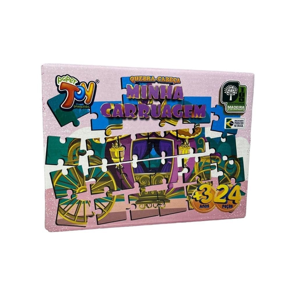 Brinquedo Quebra Cabeça Em Mdf 24 Peças Minha Carruagem +3