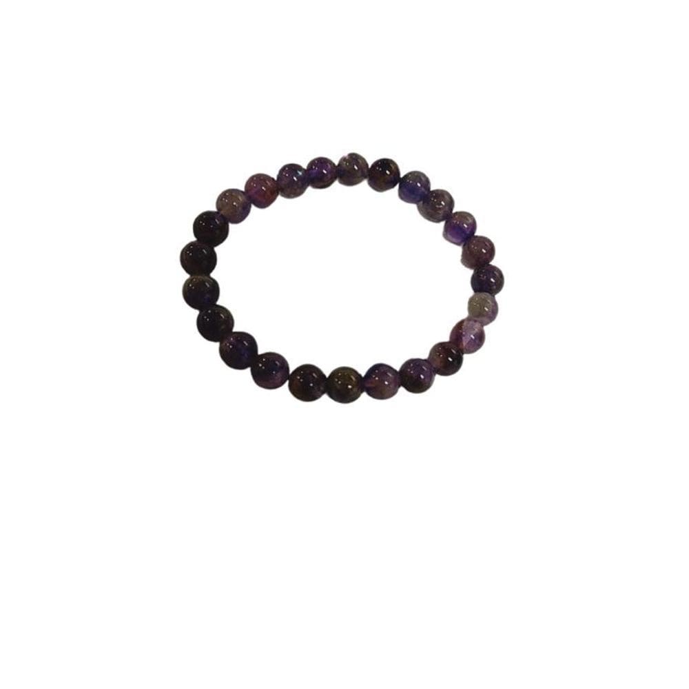 Pulseira com  de 8 mm pedra ametista -zp7