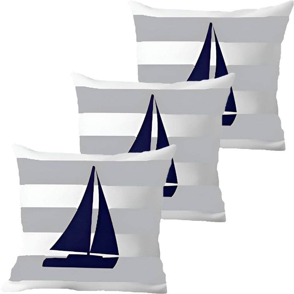 Kit 3 Capas De Almofadas Navegação Barco À Vela Marítima