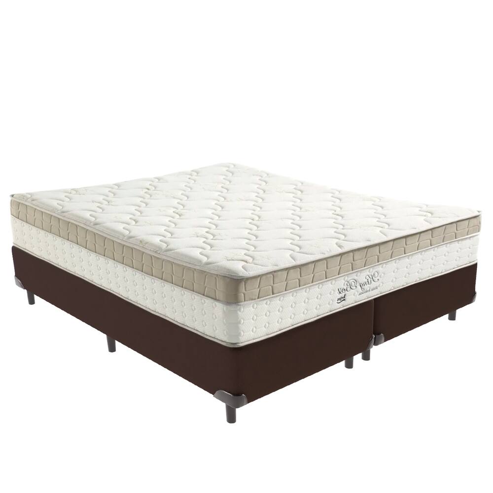 Cama Box Marrom e Colchão Queen King Best Anjos