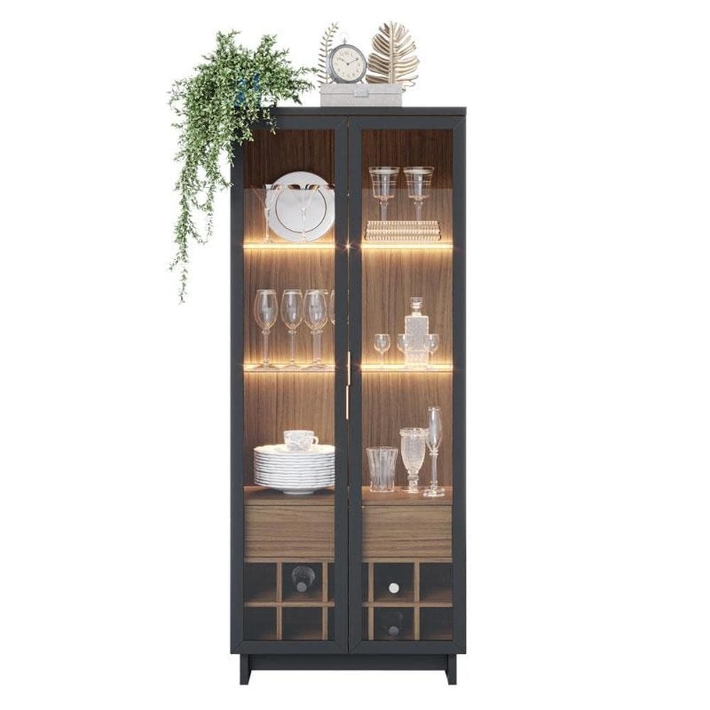 Cristaleira Guanabara Preto Acetinado Noce Milano – Colibri