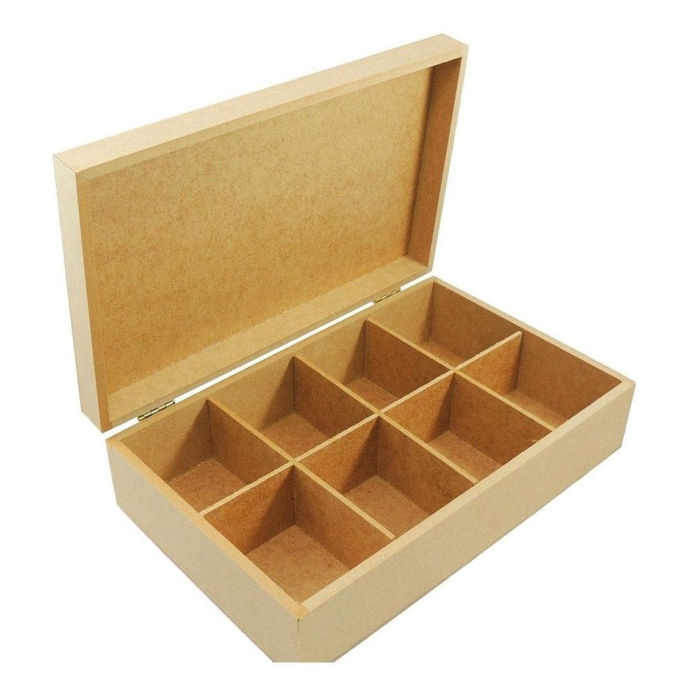Caixa lisa mdf 8 divisórias 27x17x7 artesanato bombom