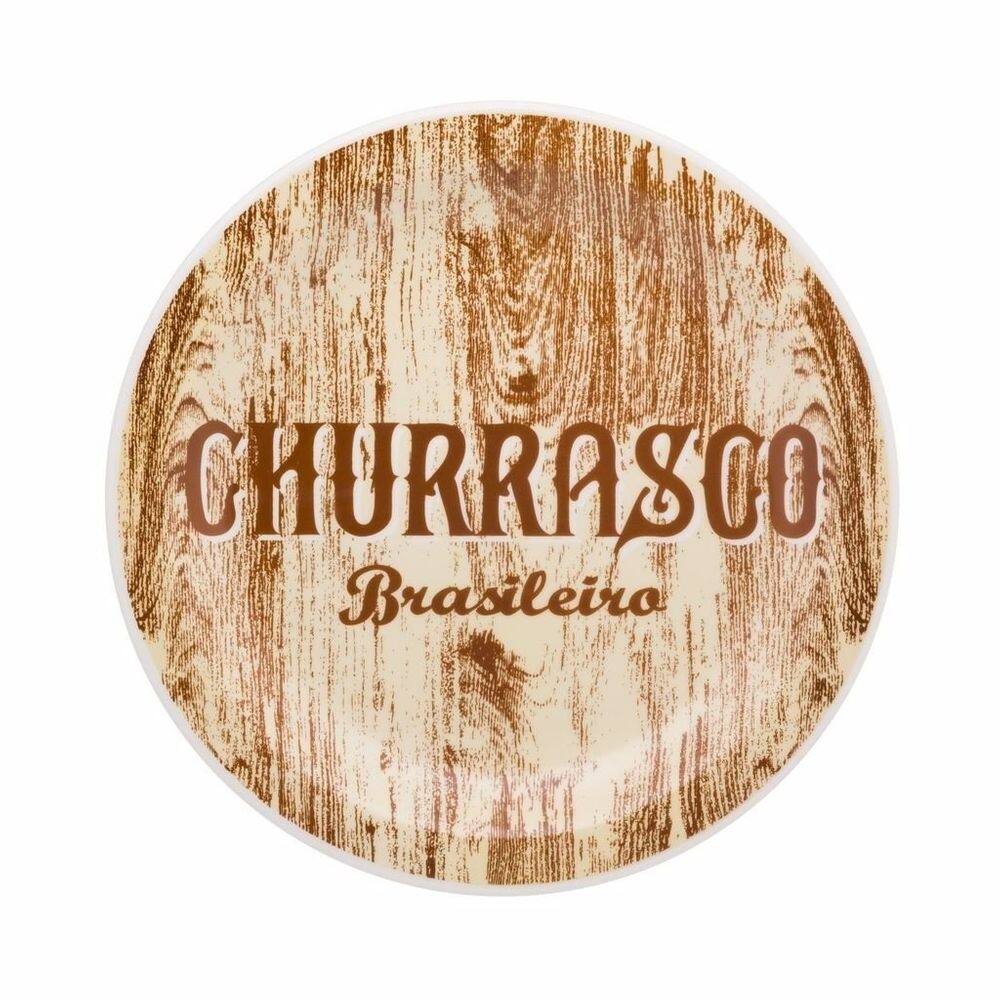 Kit 2 Pratos Rasos Churrasco Yellow Amarelo Oxford® Ceramica 26cm