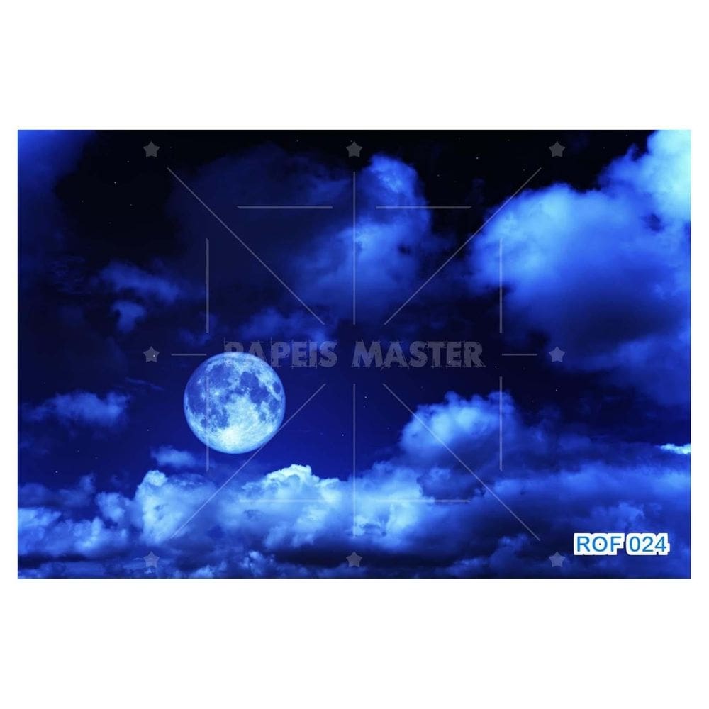 Papel De Teto Céu Noite Céu Lua Cheia Nuvens 3,5M Rof24
