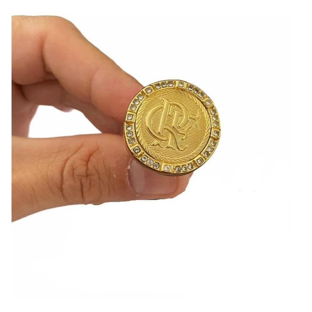 Anel crf banhado a ouro 18k luxo com pedras
