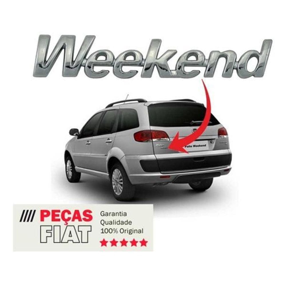 Emblema cromado weekend traseiro fiat palio