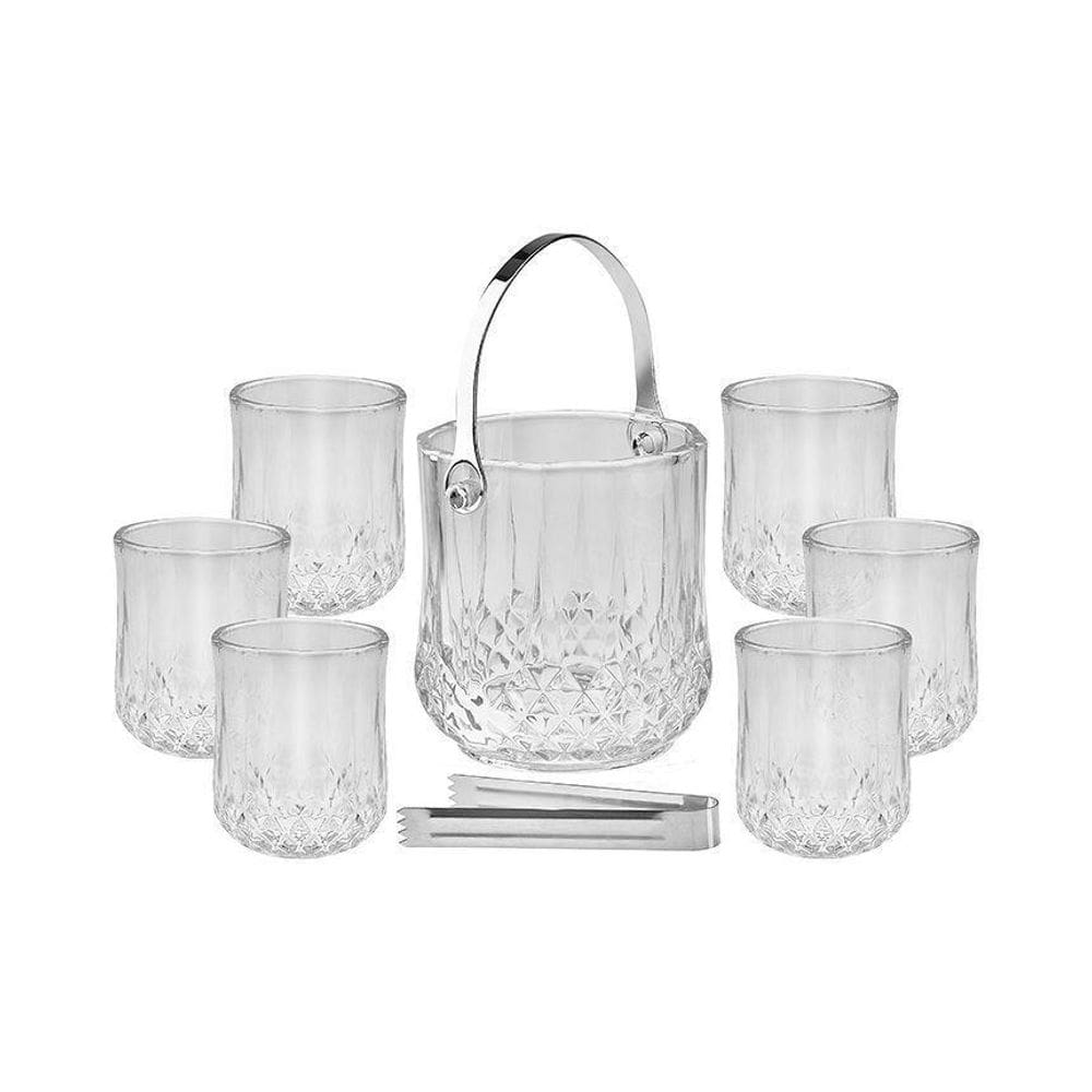 Balde de gelo 1l alça e pegador + 6 copos 200ml - hauskraft
