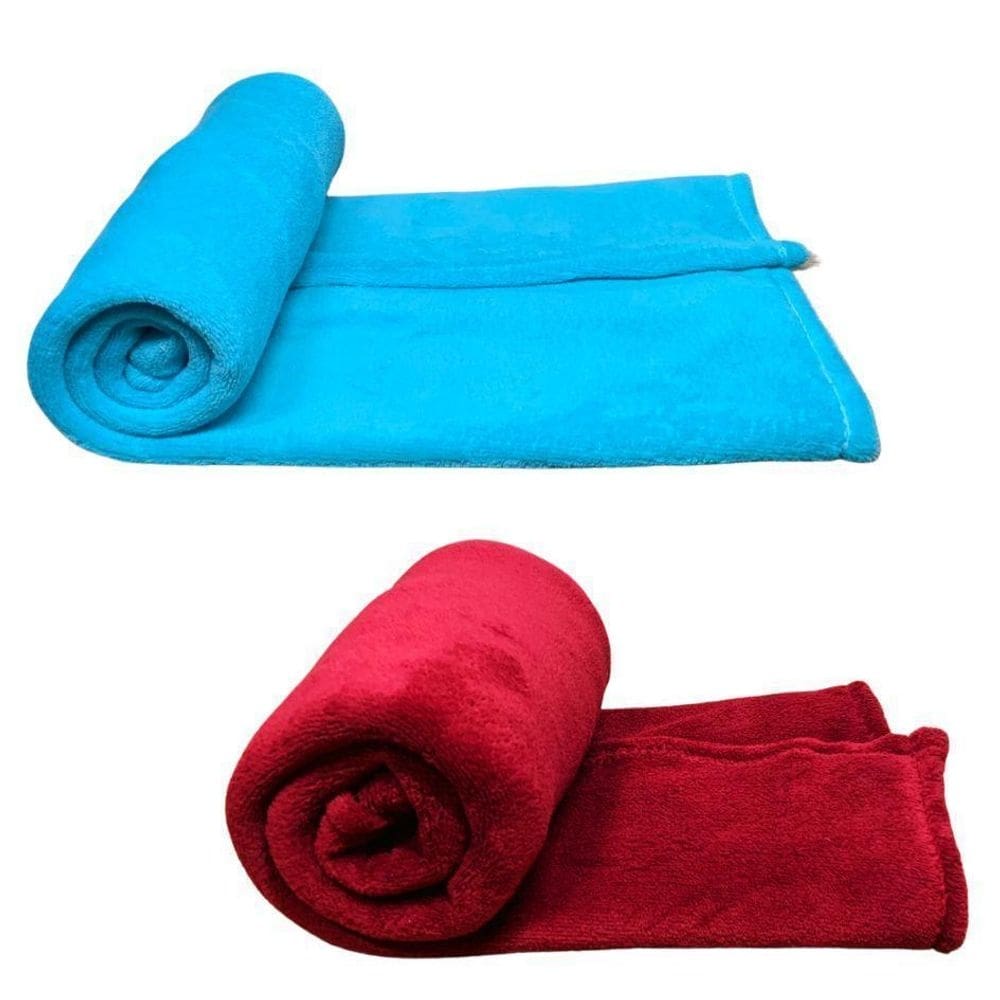 Kit 2 mantas pet cor azul e vermelha