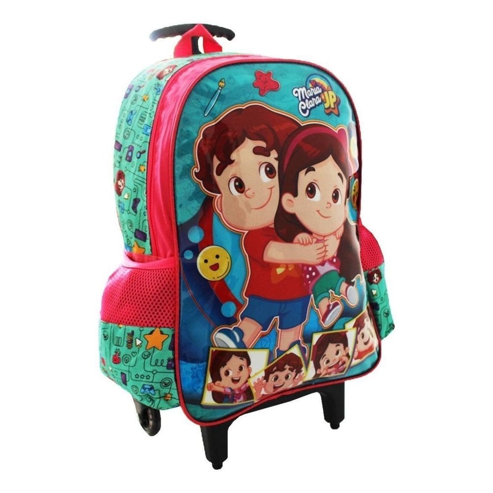Mochila escolar rodinhas maria clara & jp youtubers clio